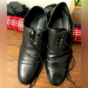 Size 12, Men’s black cap-toe dress shoes